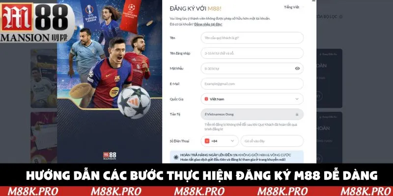 Hướng dẫn các bước thực hiện đăng ký M88 dễ dàng
